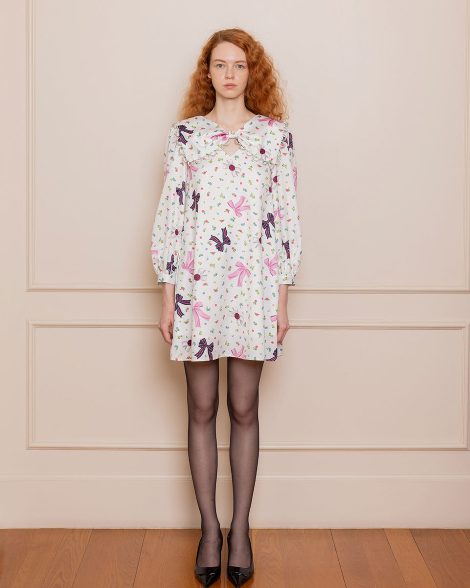 DISAYA | Ivory Bow Garden Dress